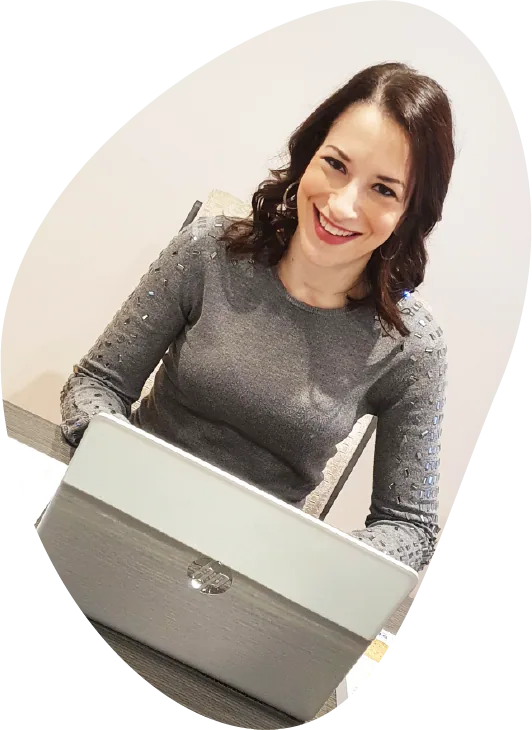 Heather Daniels at her laptop